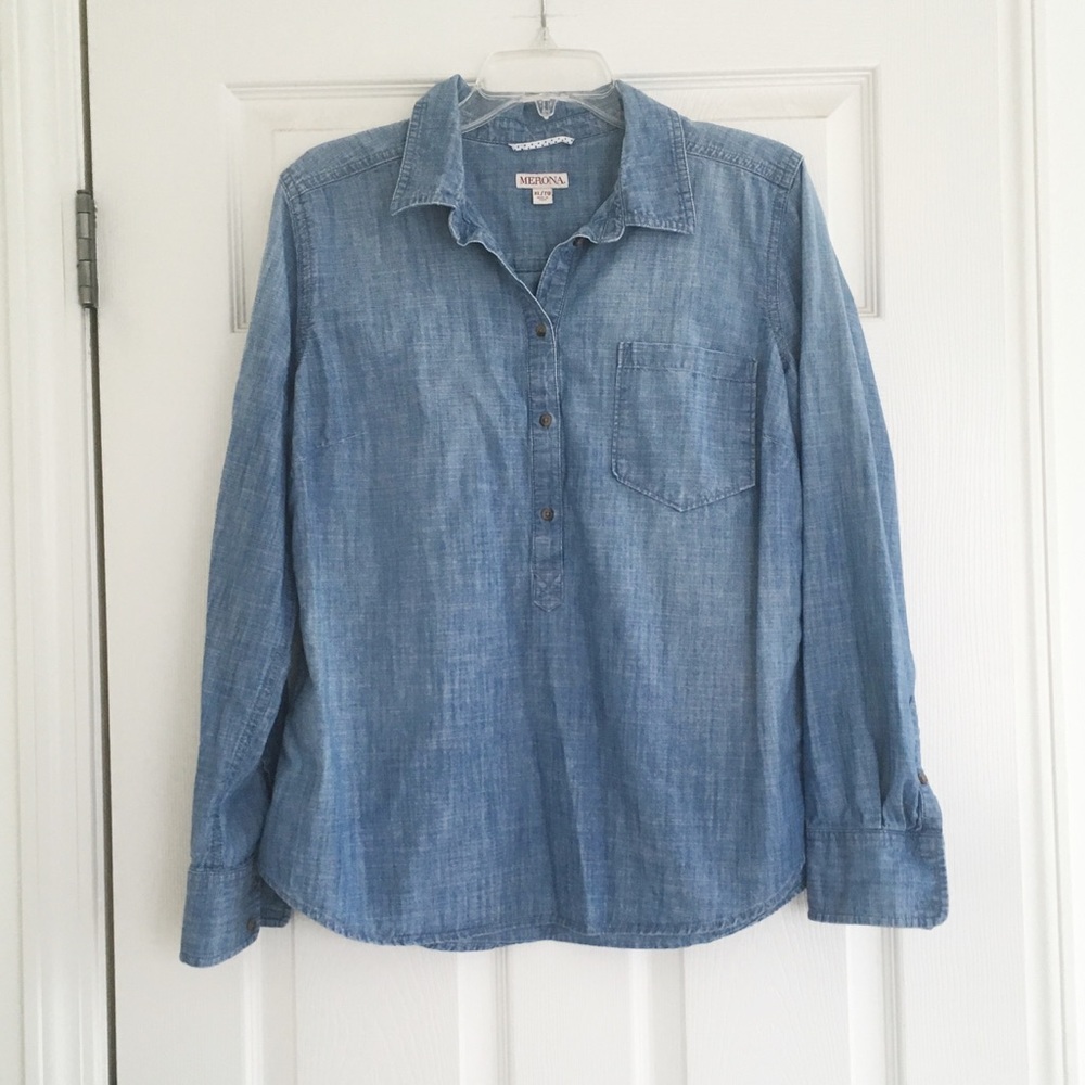 Merona Blue Denim Button-Up Top